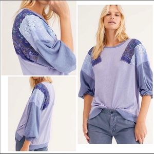 NWT Free People shirt with patched shoulders.
